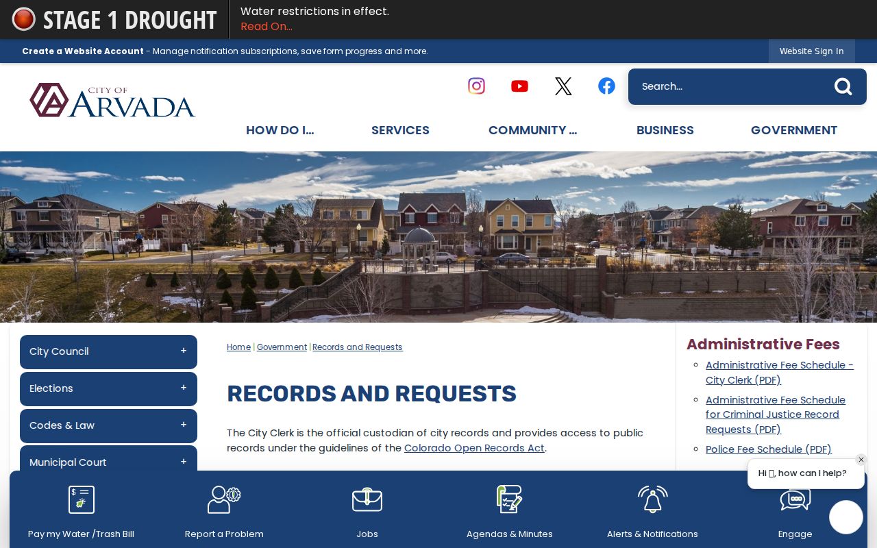Arvada residents directory city records office page