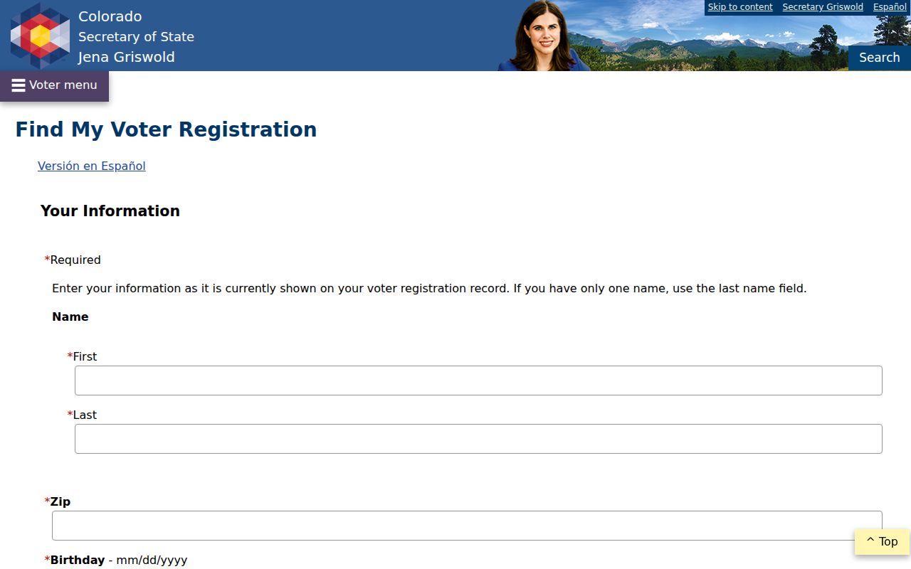 Arvada residents directory Colorado voter lookup form