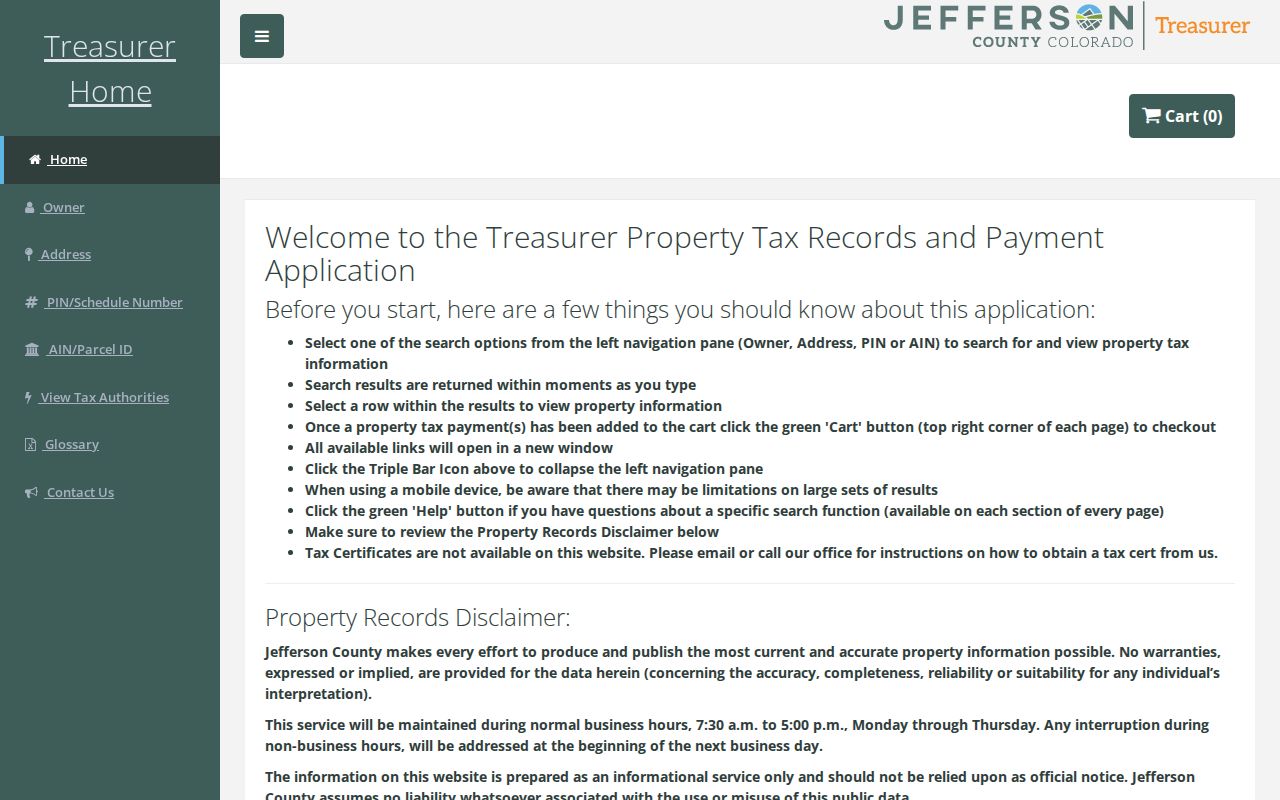 Jefferson County Treasurer property search for the Arvada ZIP code directory